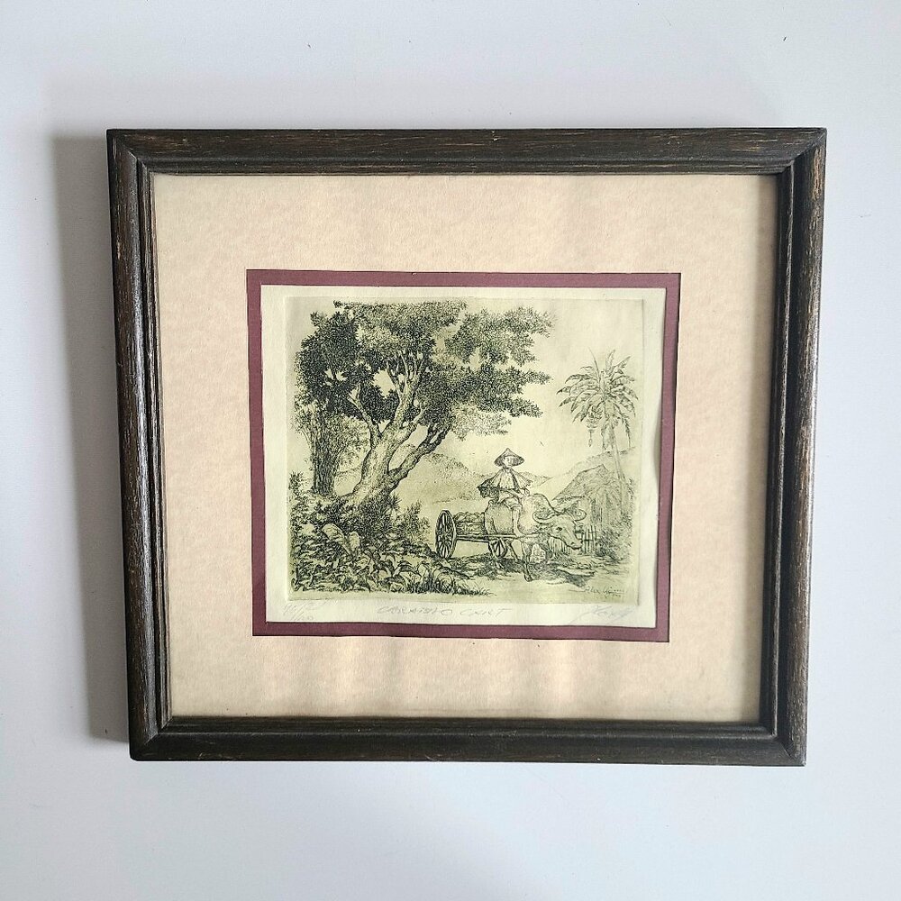 Vintage signed print by Alex Uy.